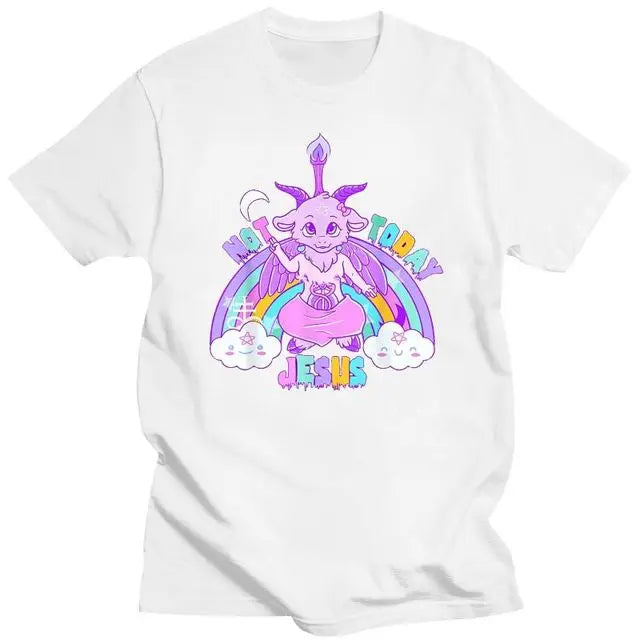Kawaii Pastel Goth Cute Creepy Black Cat Tshirt Women Summer XS-4XL Tops Creative Pattern Personalized Street Tee Y2k