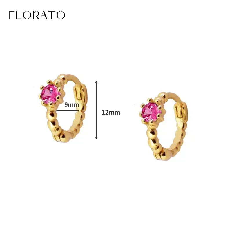 925 Sterling Silver Ear Needle Rose colors Zircon Hoop Geometric Pendant Earrings for women Luxury Fashion Wedding Jewellery2023