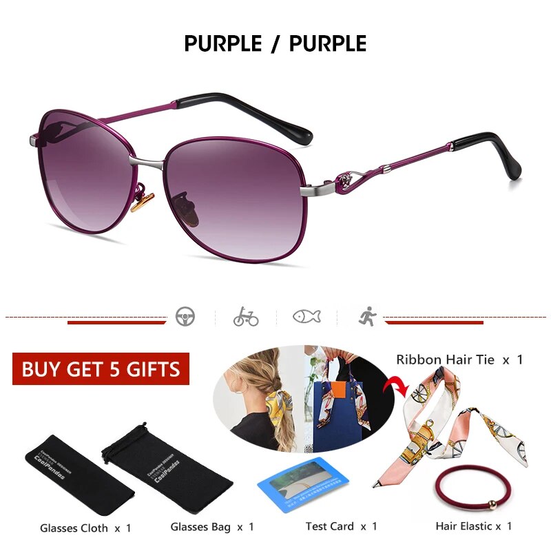 CoolPandas 2022 New Style Women's Sunglasses Gradient Polarized Lens Luxury Design Ladies Elegant UV400 Lunette De Soleil Femme
