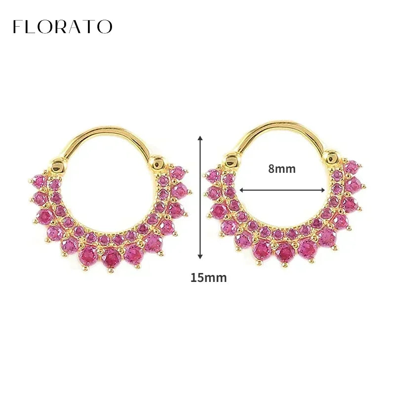 925 Sterling Silver Ear Needle Rose colors Zircon Hoop Geometric Pendant Earrings for women Luxury Fashion Wedding Jewellery2023
