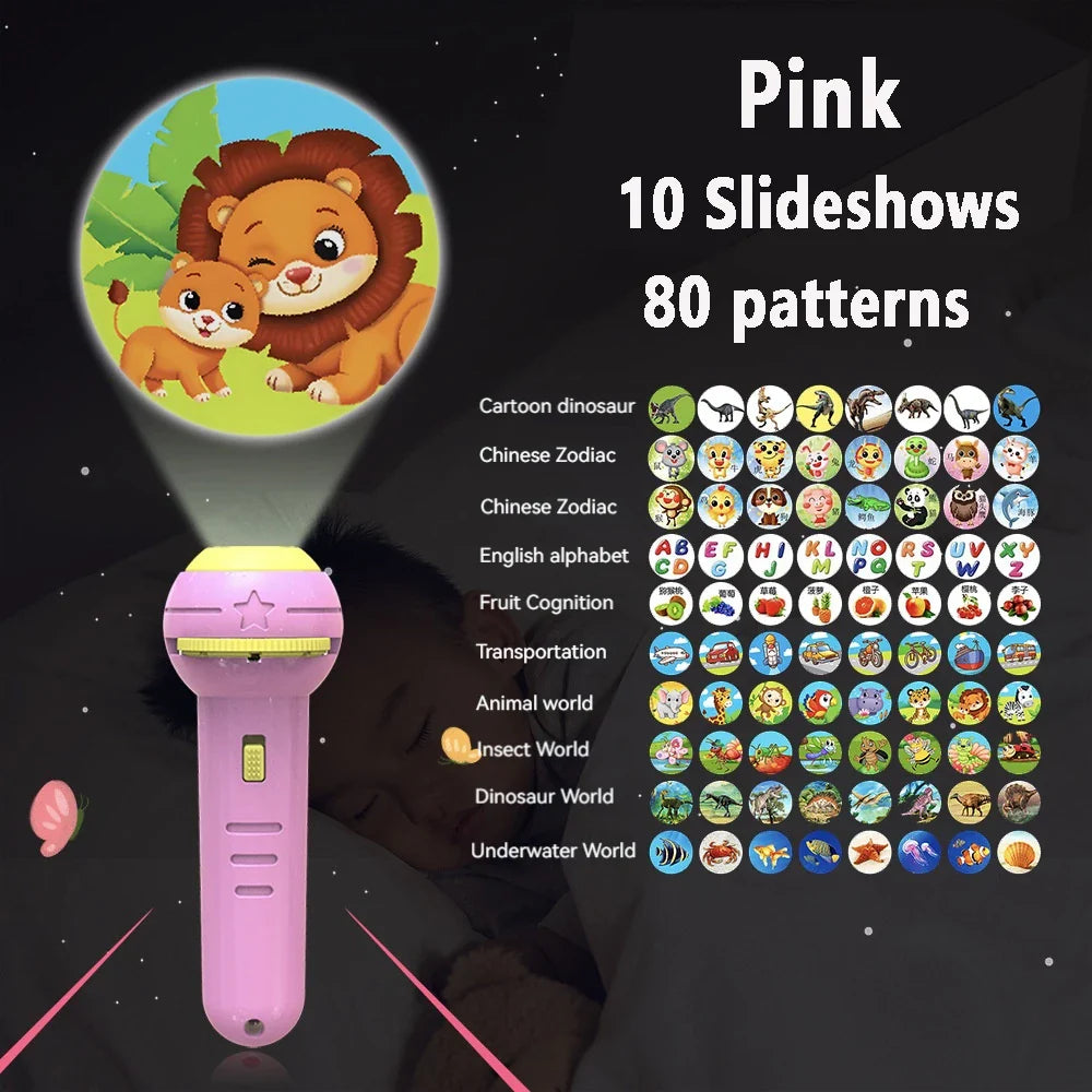 Flashlight Projector Torch Lamp Toy Early Education Cognition Before Bedtime Story Book Puzzle Toys Sleeping Story Book