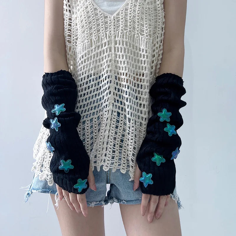 Creative Star Long Sleeves Women Girls Korean Y2K Jk Lolita Accessories Autumn Winter Warm Oversleeve Solid Versatila Arm Warmer