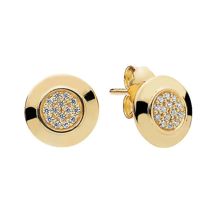100%925 Pure Silver Classic Water-Drop Heart-Shaped Round Stud