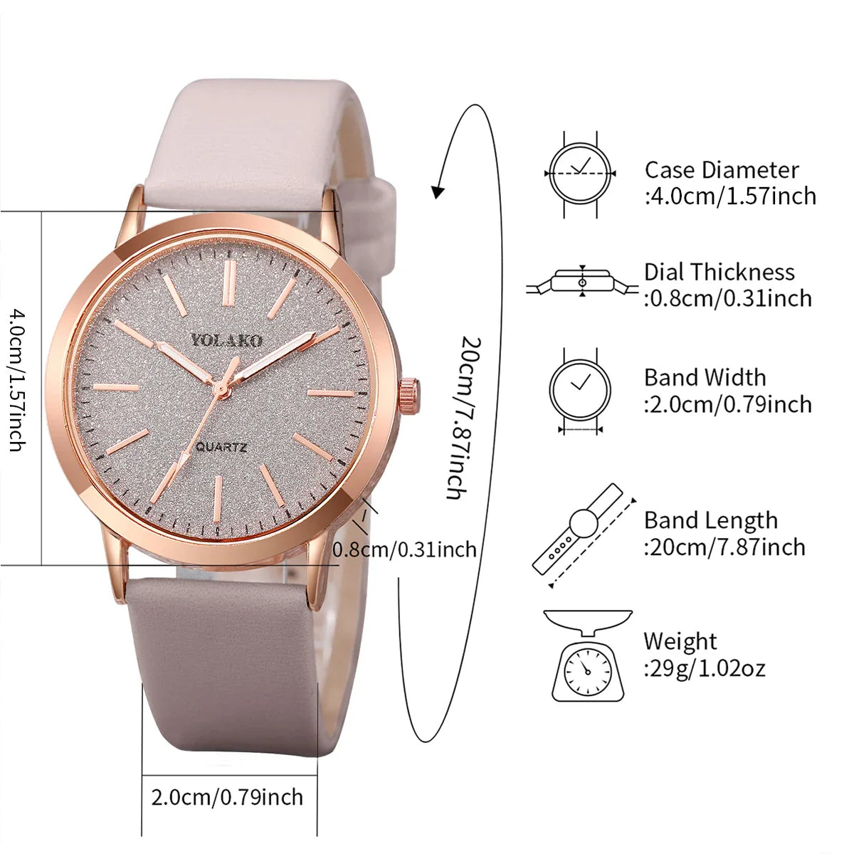 2PCS/Set Women's Watches Fashion Matting Dial Leather Band Analog Quartz Watch Set（Without Box）