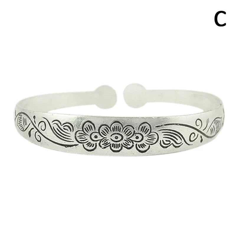 Retro Opening  Bracelet Jewelry Vintage Tibetan Silver Totem Carved Bangle Cuff