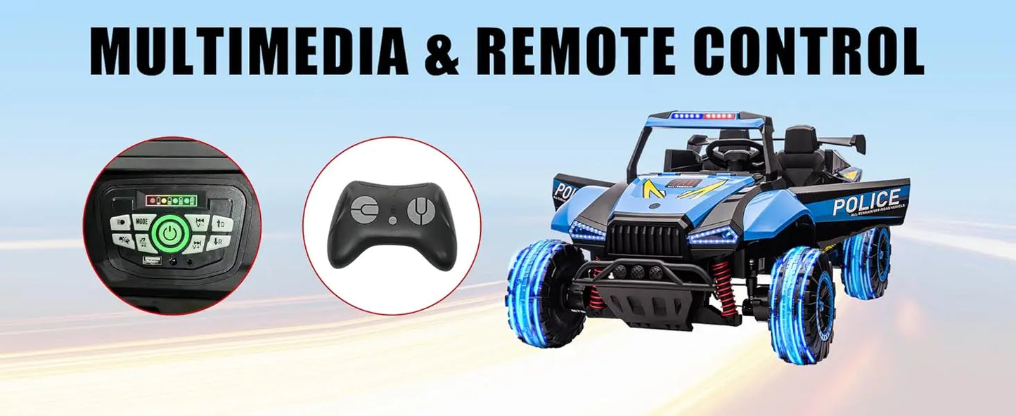 24V Ride on Toys for Boys & Girls 2 Seater Ride On Car for Kids, 6.21 Mph Max Speed, 4 Spring Suspension (Black & Blue)