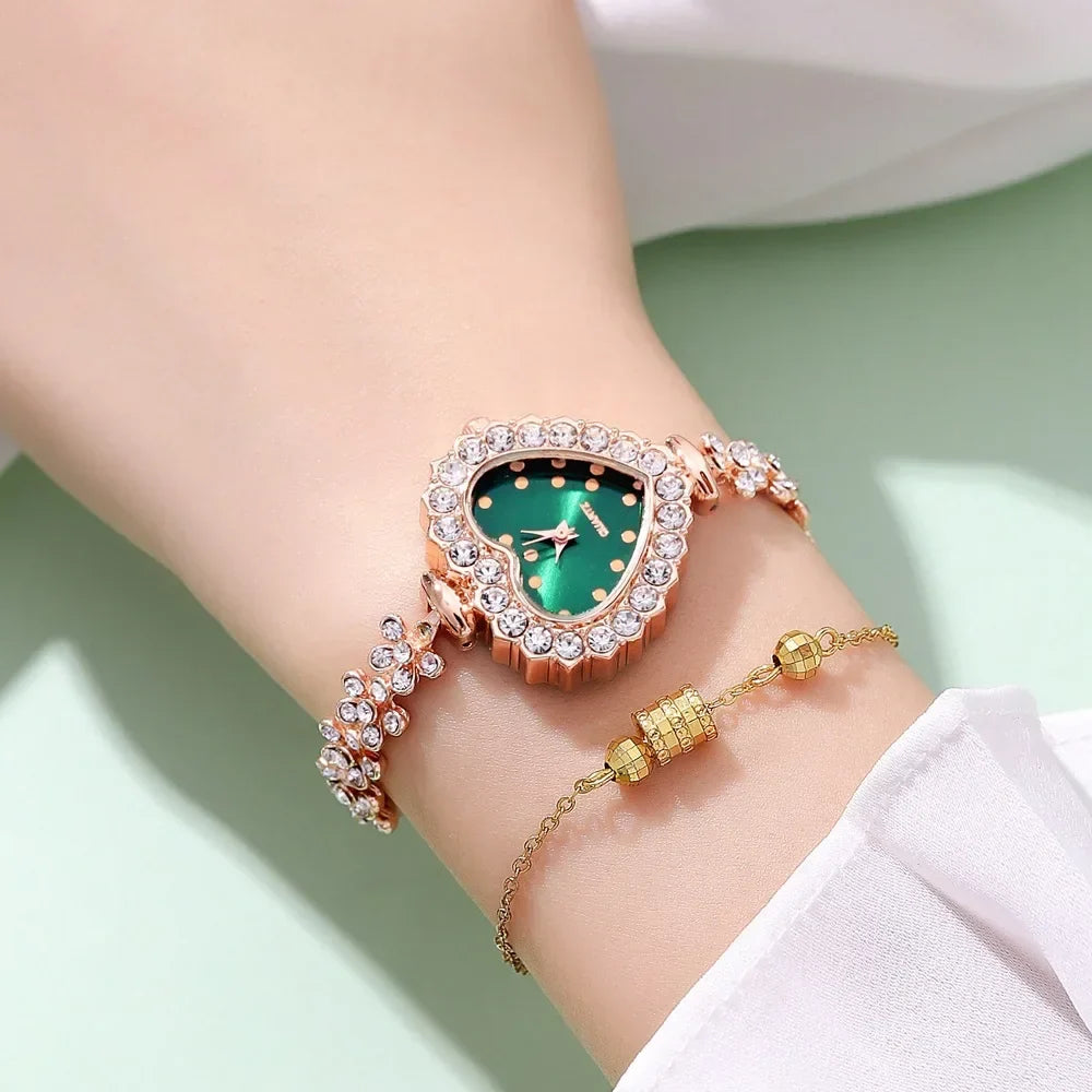 Heart Shape Small Dial Women's Bracelet Watch Quartz Wristwatch Retractable Chain Strap Watch Wholesale  relogio reloj mujer