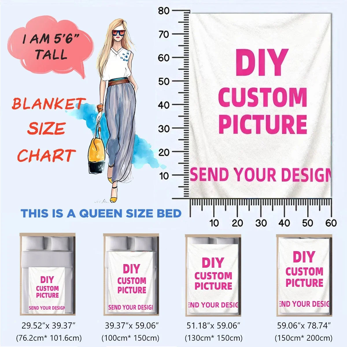 Customized Winter Personalized Thick Flannel Blanket with Warm Photo Print Ultra Soft Warmth Multi-Functional for Sofa Bed Office