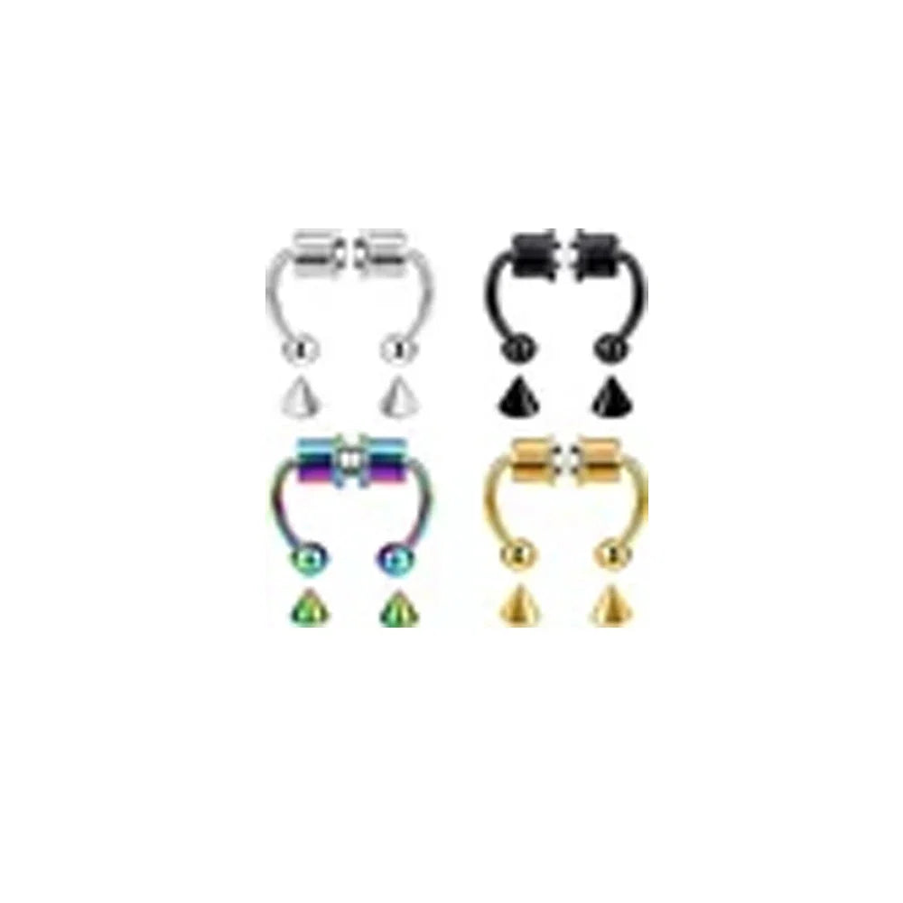 Women Fake Piercing Nose Ring Hoop Septum Non Piercing Nose Clip Rock HipHoop Stainless Steel Magnet Fashion Punk Body Jewelry