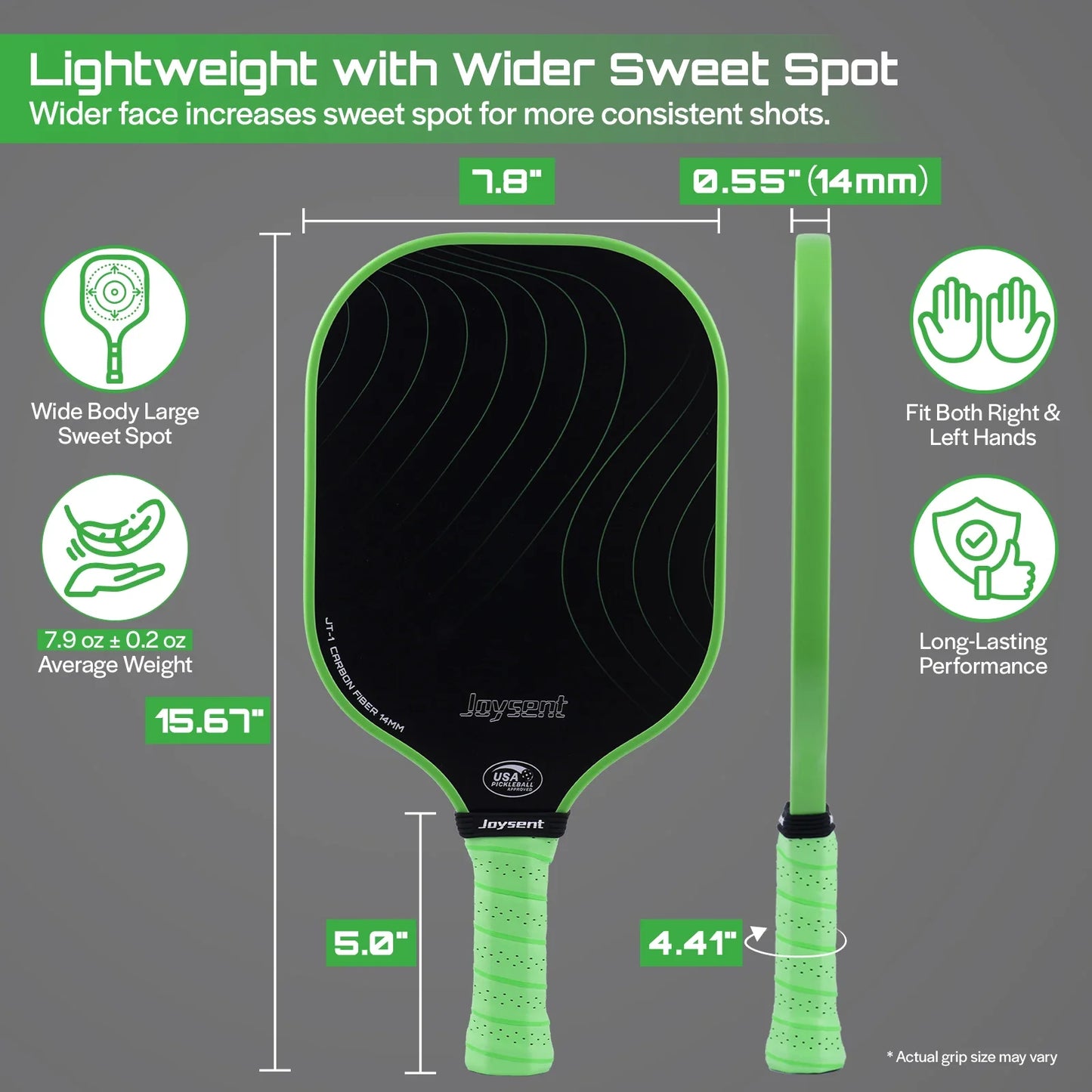 Joysent Pickleball Paddle USAPA T300 Carbon Fiber Pickleball Racket PP Honeycomb 14mm Pickle Ball Paddle For Beginner Men Women