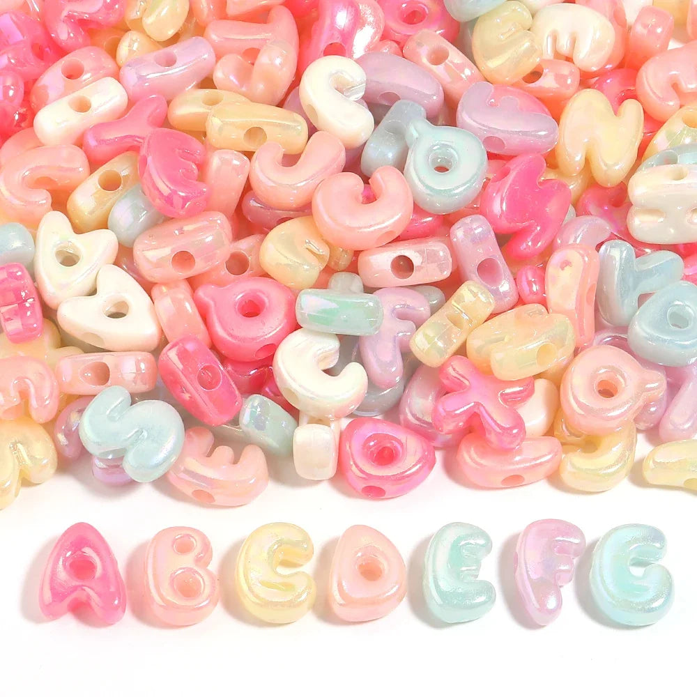 20-30pcs/lot Big Hole Cartoon English Letters Acrylic Beads Colored