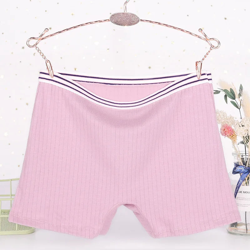 Female Lingerie Plus Size Boxer Briefs Women's Cotton Antibacterial High Waist Ladies'Boxer Briefs Flush Legs Flat Footed Shorts