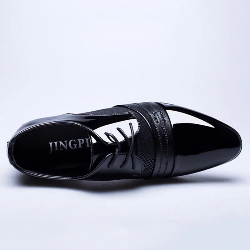 New British Men Leather Shoes, Classic Pointed Toe Formal.