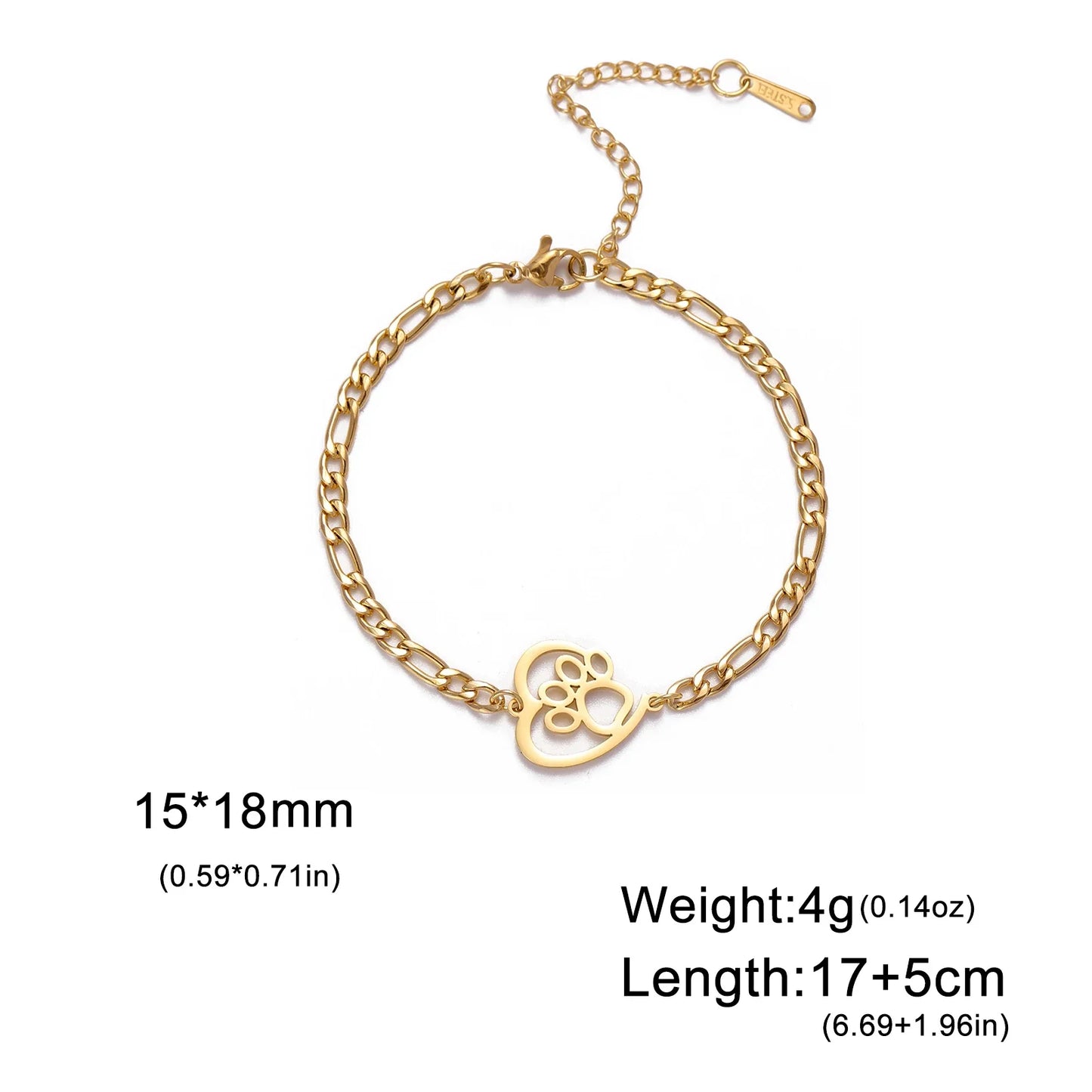 Skyrim Cute Heart shaped Cat Claw Women's Bracelet Stainless Steel Cute Pet Animal Figaro Chain Bracelet Gift Jewelry New