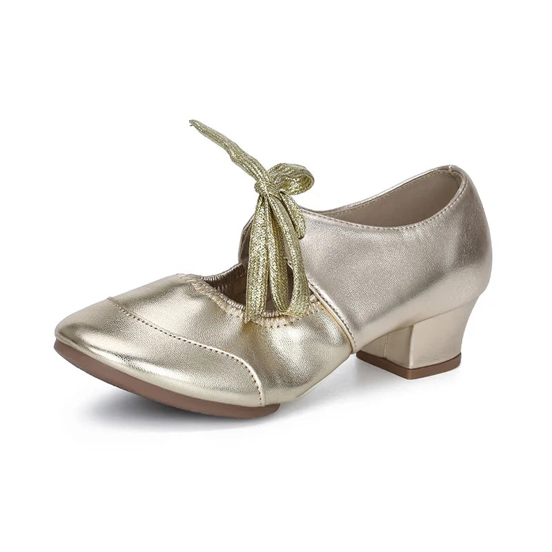 Solid Color Comfortable Breathable Dance Shoes Low Heels Soft Soles Fashionable Adjustable Women's Dance Shoes 2025 New