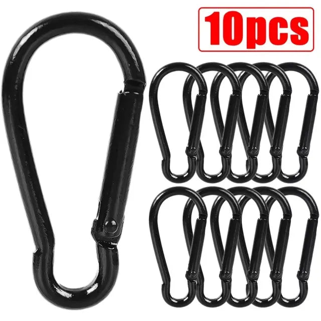 50/10pcs Mini Carabiner Keychain Alluminum Alloy D Type Buckle Spring