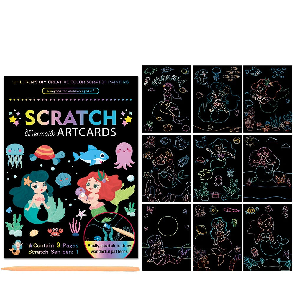 10Pcs Magic Scratch Off Art Craft Supplies Kits for Kids Girls Boys Party Game Christmas Birthday Gift
