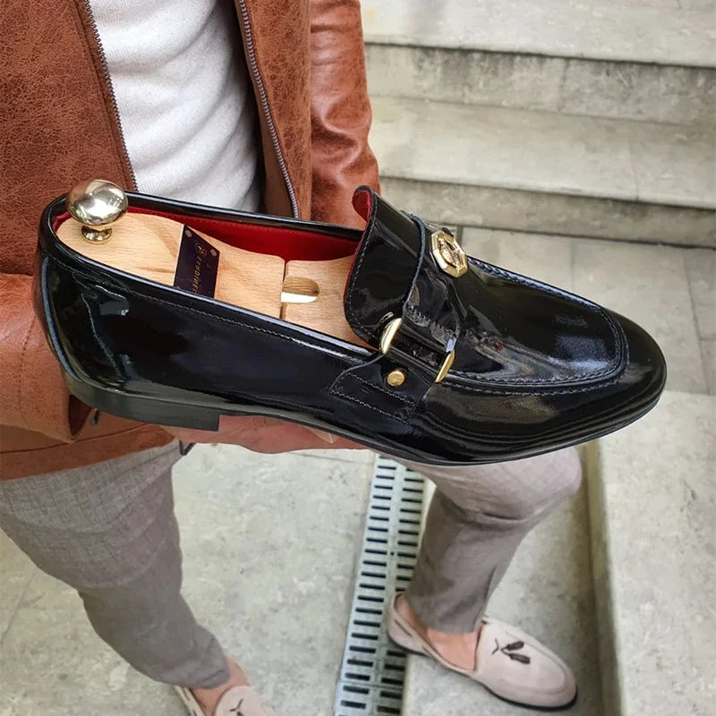 New Black Loafers, Men Slip-On Round Toe Fashion Dress Shoes, for Men Size 38-47.