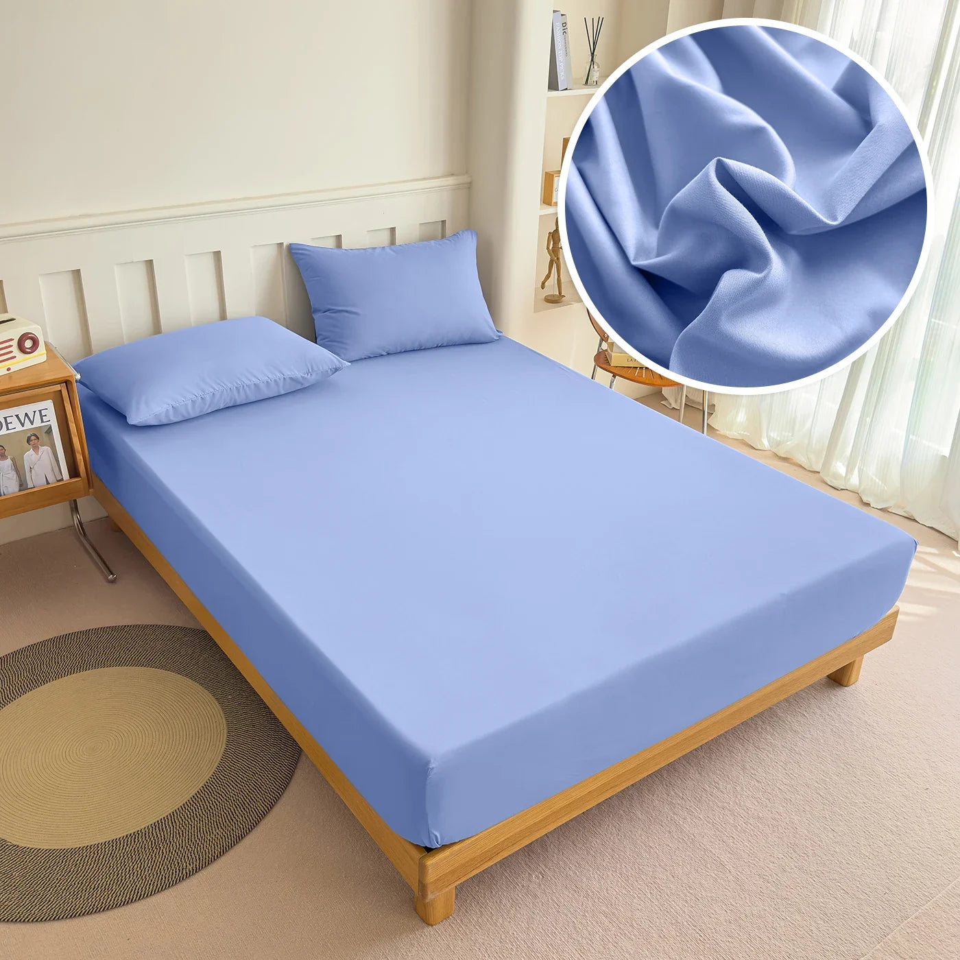 90/120/150/180x200 Fitted Bed Sheet With Elastic Band Solid Color Mattress Covers Protector Single Double King Beds Polyester