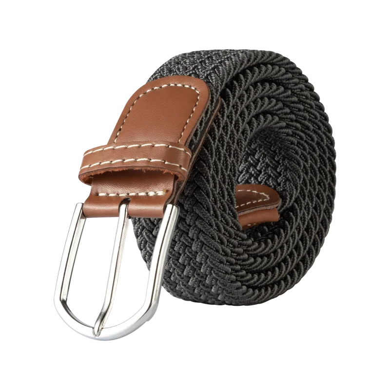 Black Female Casual Knitted Pin Buckle Men Belt Woven Canvas Elastic Expandable Braided Stretch Belts for Women Jeans Belts Belt