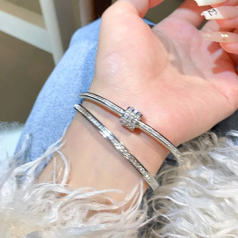Silver Color Stainless Steel Colorfast Bracelets Skyful Star Bracelet Set for Women Fashion Light Luxury Jewelry Gifts Wholesale