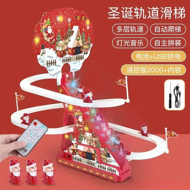 Santa Claus Electric Track Slide Toys Christmas Electric Slide Track Toy Gift Early Learning Educational Christmas Slide Toys
