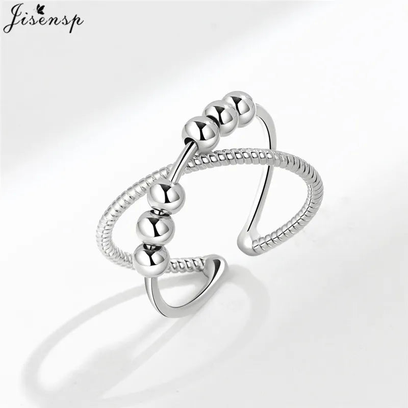Luxury Fashion Fidget Spinner Ring Anxiety for Women Multiple Crystal Planet Butterfly Finger Rings Anti Stress Wedding Jewerly