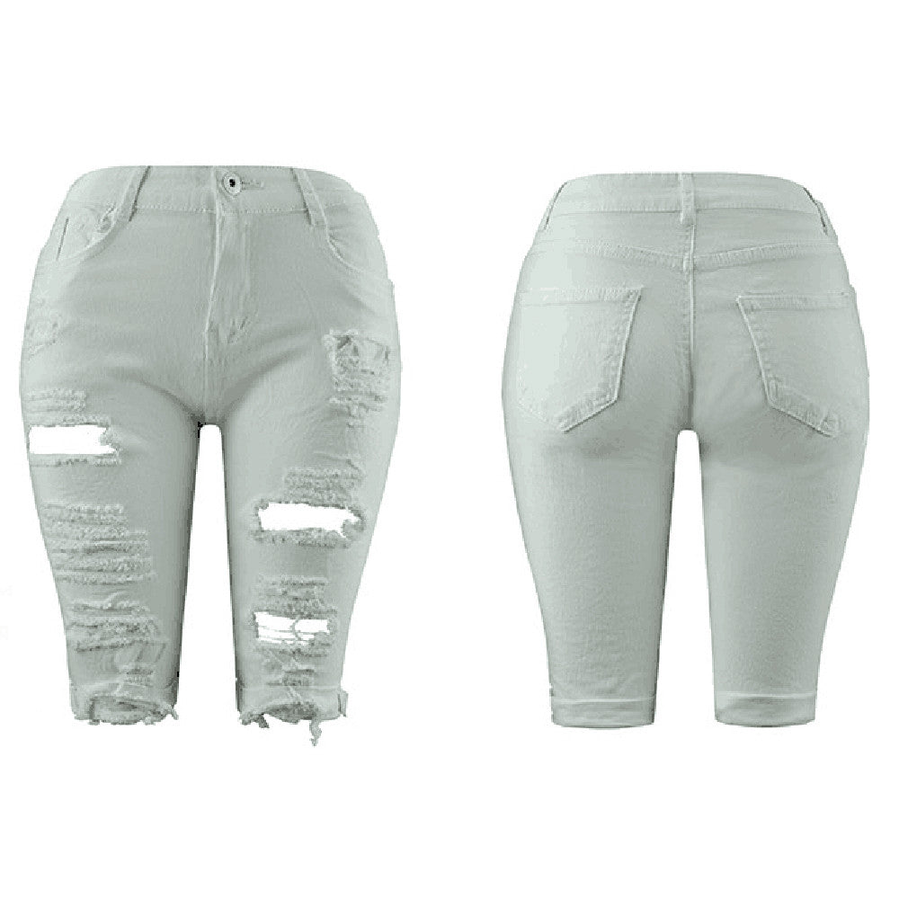 Denim Shorts Women Plus Size Destroyed Hole Leggings Short Pants Denim Shorts Ripped Jeans Jean Shorts For Womens Plus Size