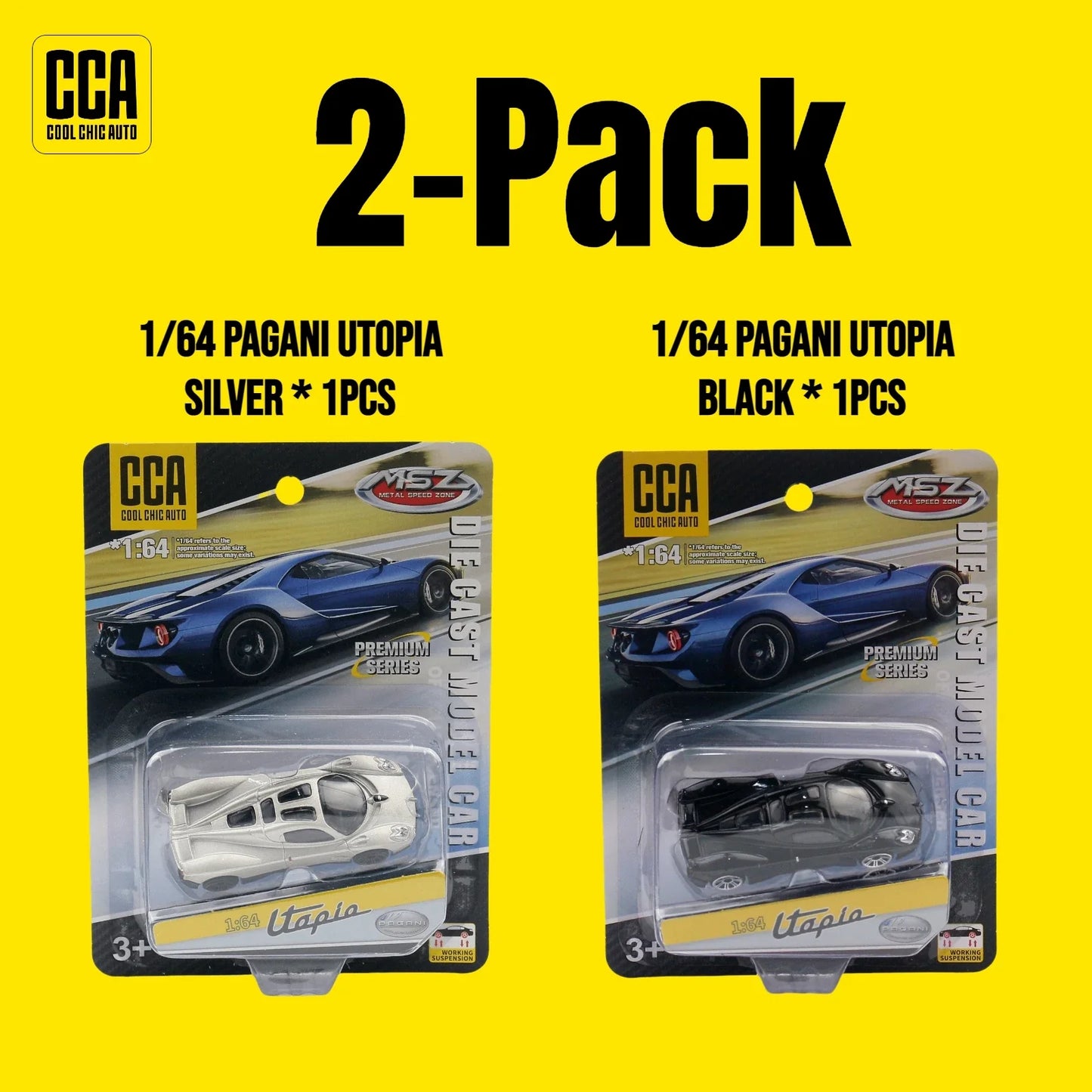 CCA 1/64 Series Pagani Utopia Toy Car Model Diecast Alloy Vehicle Miniature Free Wheels Collection Gift for Children Boys Kid