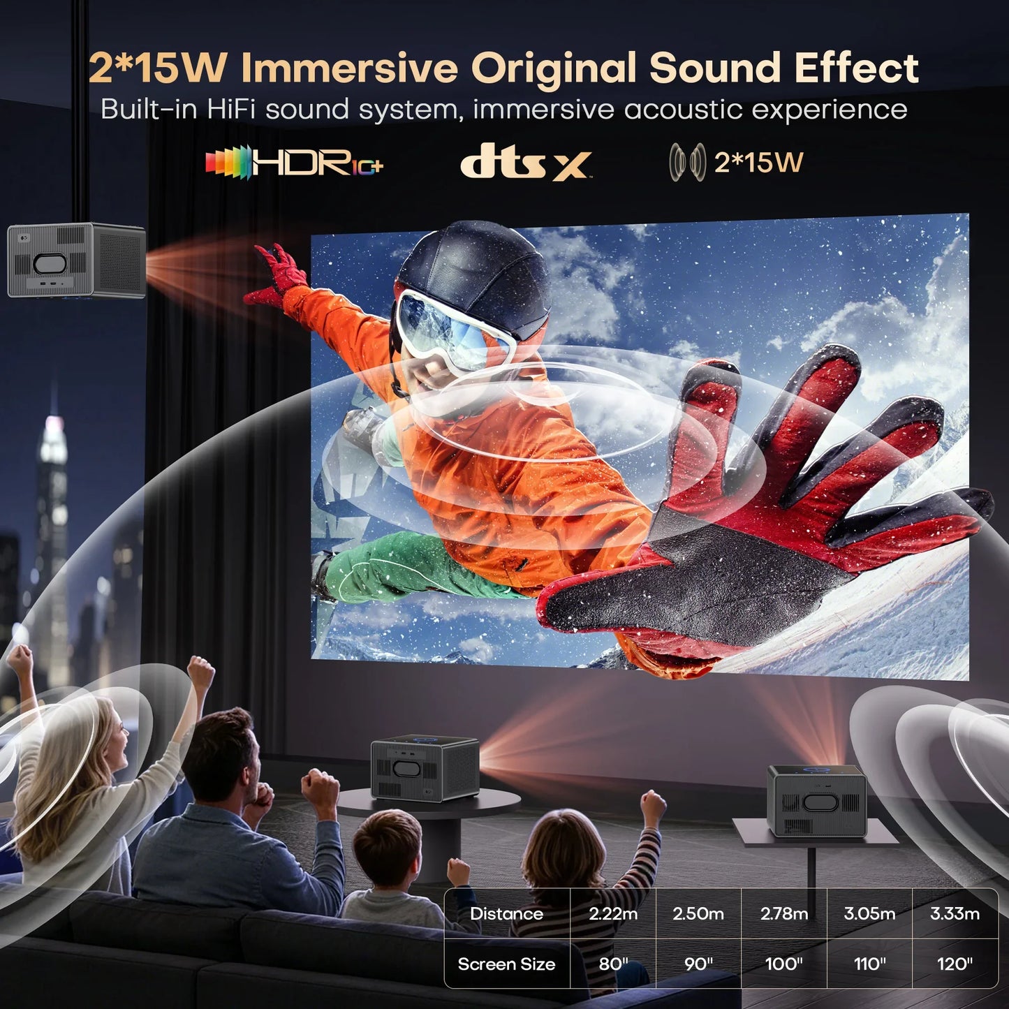 XIWBSY 64GB Google TV Projector 4000ANSI Offline Cinema Beamer 4K HD Video Projector Android 14.0 Sealed Optical Projector
