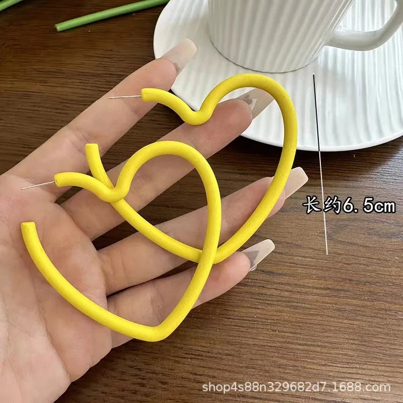 Simple Big Round Star Heart Hoop Earrings For Women Geometric Plastic Exaggerated Earring Hyperbole Trendy Ring Earrings Jewelry