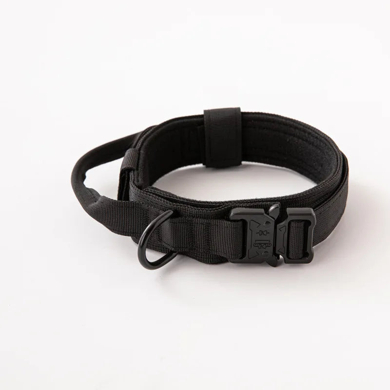 Tactical Dog Collar with Heavy Duty Metal Buckle Control Handle Nylon Military Dog Collar for Medium Large Dog