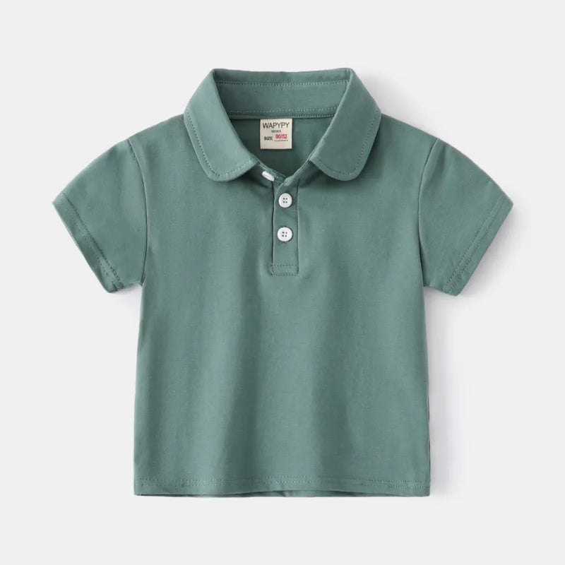 Boys Cotton Polo Shirts Children Kids Girl T shirt 2025,White Solid ColorTops