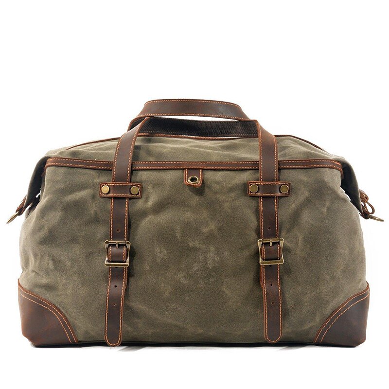 Vintage Leather Canvas Carry On Shoulder Handbag for Women Overnight Weekender Bag for Travel XM69