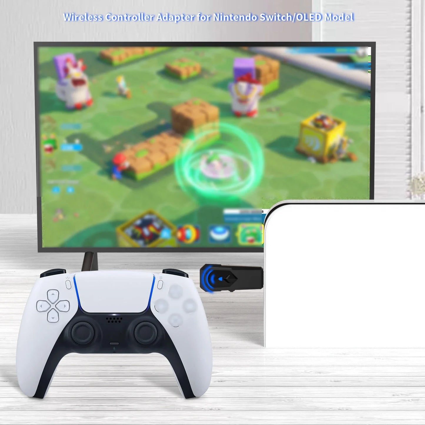 Wireless Controller Adapter P5146 for Switch/Switch OLED,PS5,PS4,PS3,PC& NEOGEO. Game Controller Converter with Headset Support