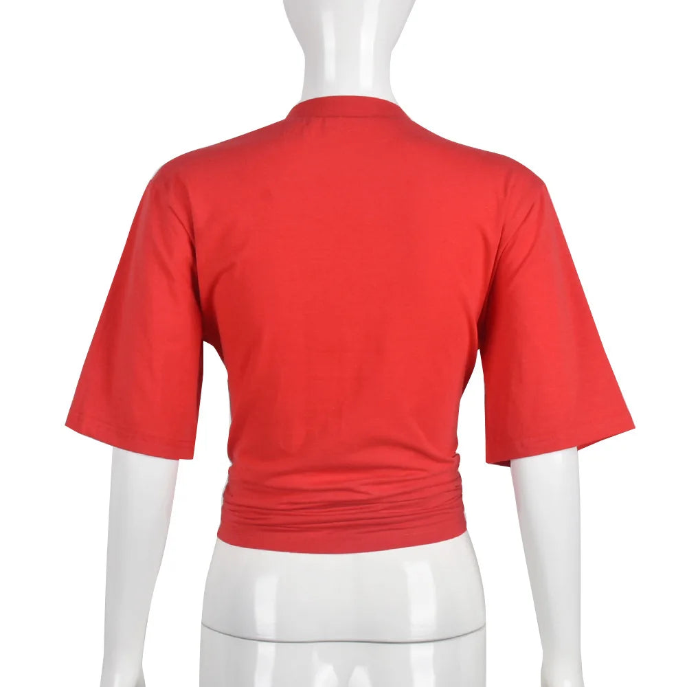Perl White Cross Hollow Out Shirts for Women Summer Short Sleeve Female Clothes Fashion Christianity Pattern Crop Top Casual Tee