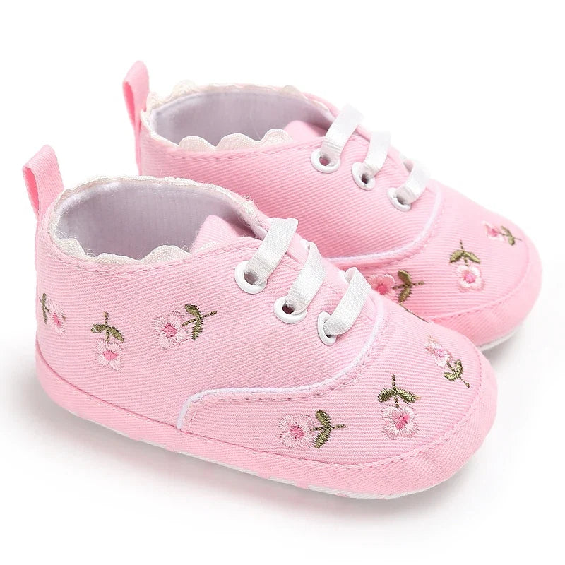 0-18m Baby Shoes Infant Pre-Walker Shoes, Cute Pink Theme Casual Flat