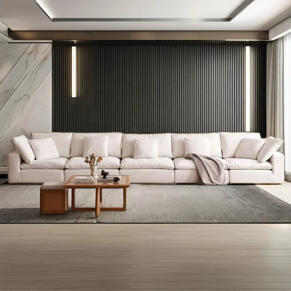 Contemporary Cream Style Living Room Furniture Modular Furniture Corner Cloud Sofa