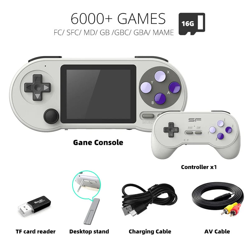 DATA FROG SF2000 Portable Handheld Game Console 3 inch Retro Game Consoles Built-in 6000 Games Classic Mini Video Games for Kids