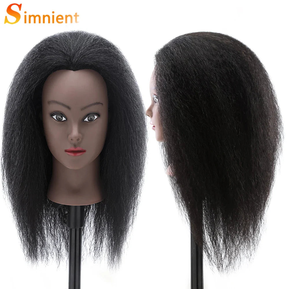 Female African Mannequin Head With 100% Real Hair, For Styling Braiding.