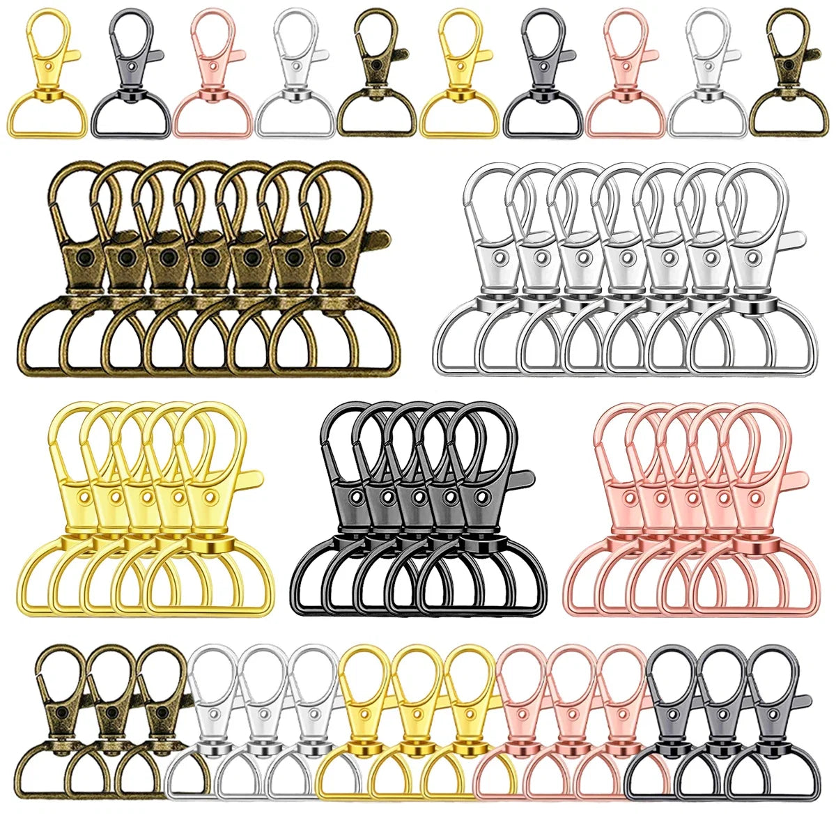 8/15/25/50/80pcs Swivel Snap Hooks D-Ring Keychain Clips Lanyard