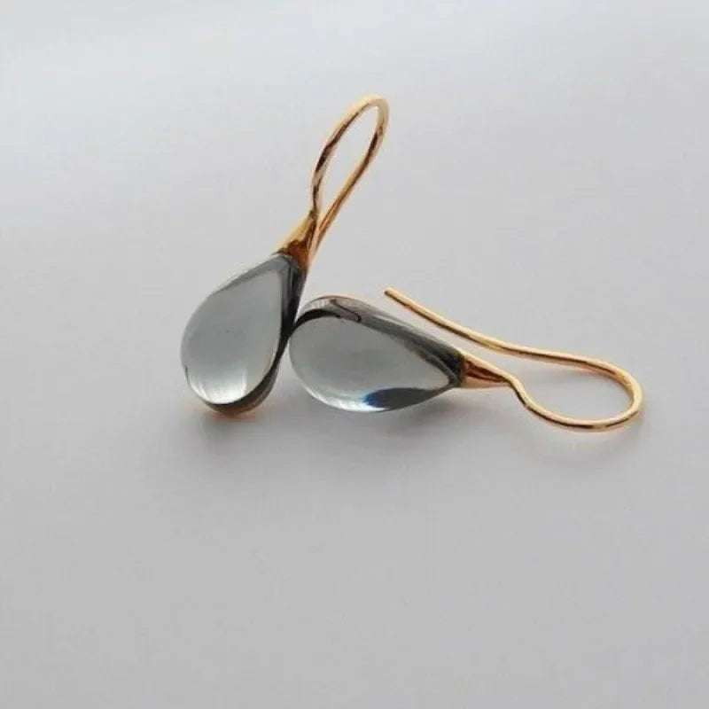 New color inlaid water drop glass stone earrings with exaggerated personality for women's jewelry