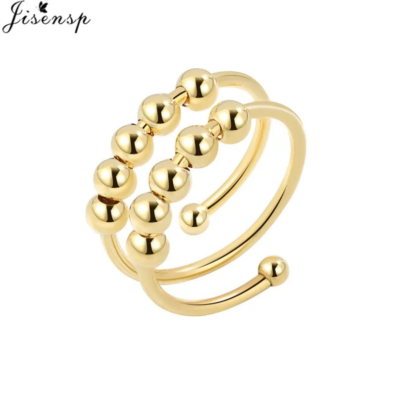 Luxury Fashion Fidget Spinner Ring Anxiety for Women Multiple Crystal Planet Butterfly Finger Rings Anti Stress Wedding Jewerly