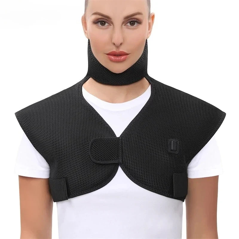 Heated Shawl Vest with Vibration Massager Adjustable Fit for Muscle Pain Relief Shoulder Neck Joint Warmth Recovery
