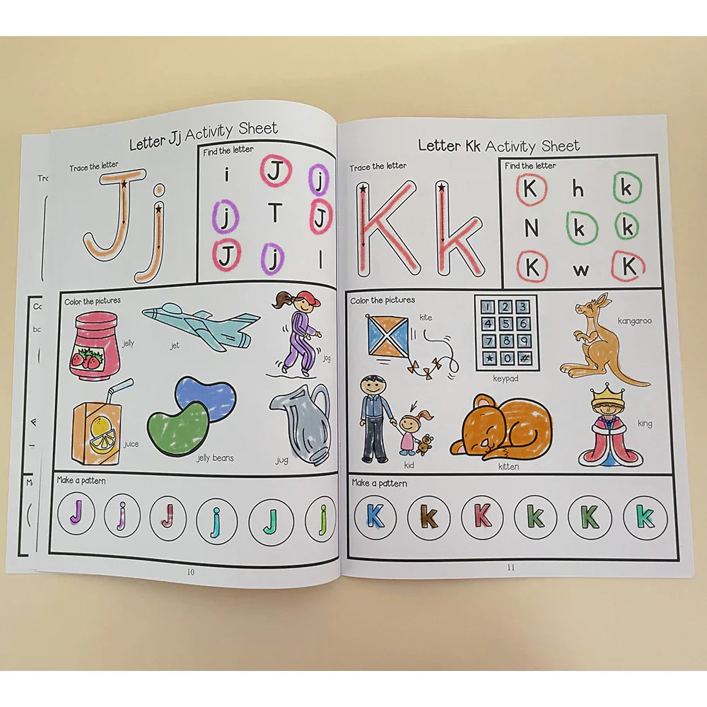 Letters A-Z Letter Tracing Practice Workbook Preschool English Learning Kindergarten Alphabet Writing Coloring Book Montessori