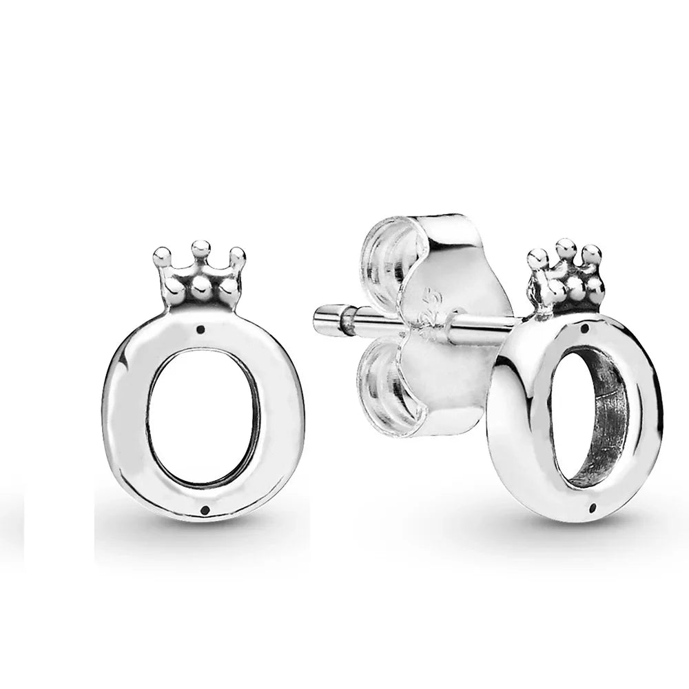 925 Sterling Silver Stud Earring Love Heart Crown Hoop Signature Logo Earrings For Women Making Wedding Party Engagement Jewelry