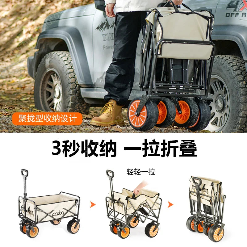 100L Electric Powered Camping Wagon, 150kg Heavy-Duty Foldable Utility Cart, Collapsible Outdoor Trolley for Camping & Beach