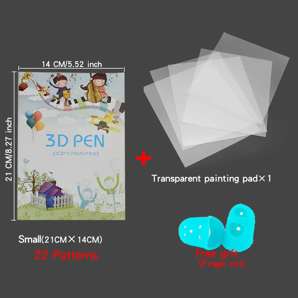 3D Printing Pen Drawing Book Reusable Colorful 22/40 Patterns Thick Paper Clear Plate Painting Template for 3D Pen Kid Gifts