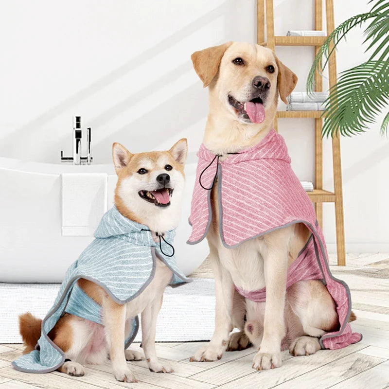 Pet Drying Coat Absorbent Bathrobe Towel for Large Medium Small Dogs Soft Adjustable Fast Drying Moisture Cat Dogs Pet Bath Robe