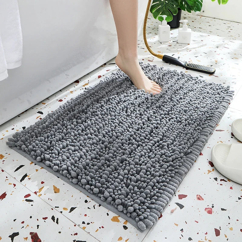 1 piece bathroom carpet bath mat, non-slip super thick lotus pine soft chenille door mat, fluffy foot mat, indoor solid color do